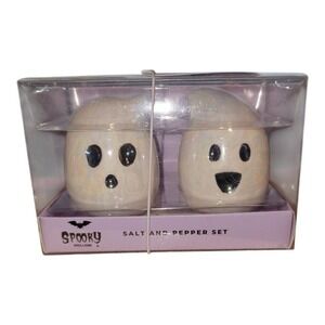 Spooky Hollow Iridescent Ghost Salt and Pepper‎ Shaker Set Halloween Decor New
